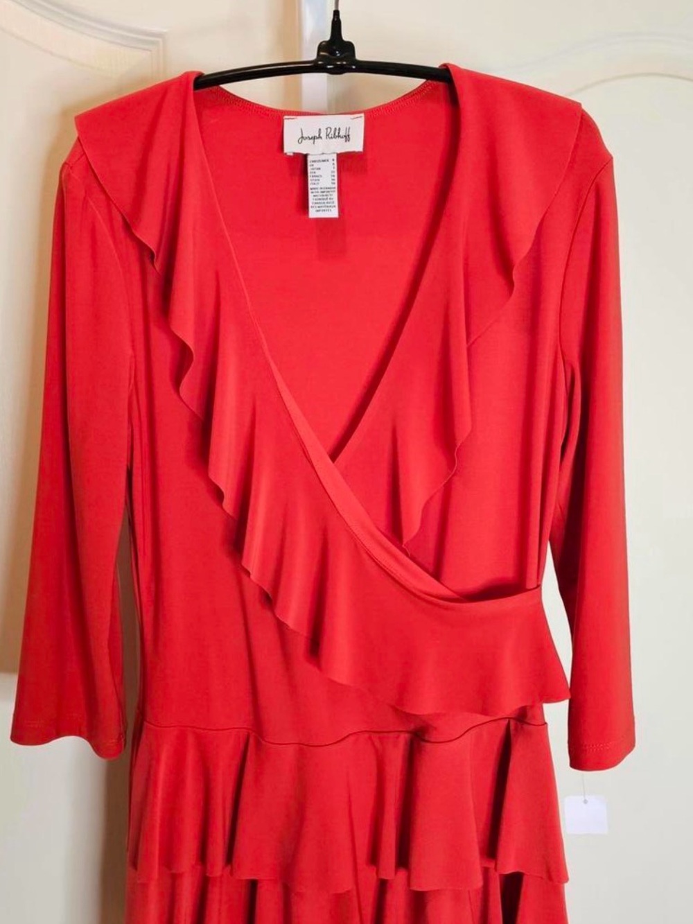 Joseph Ribkoff Red Ruffle Wrap Dress - Picture 2 of 7